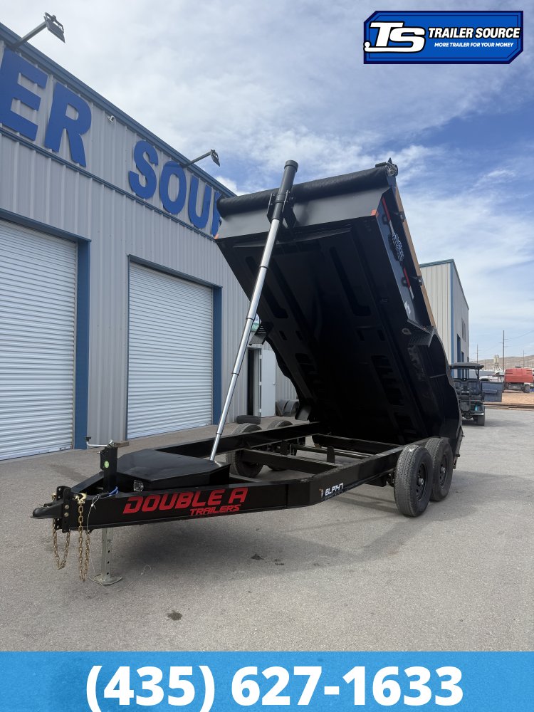 Double A Excel Series ELP 7x14 ft Dump Trailer 20" Sides 15.4K GVWR I-Beam Frame, Telescopic, Wireles Remote