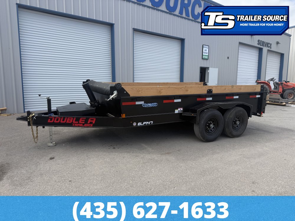 Double A Excel Series ELP 7x14 ft Dump Trailer 20" Sides 15.4K GVWR I-Beam Frame, Telescopic, Wireles Remote