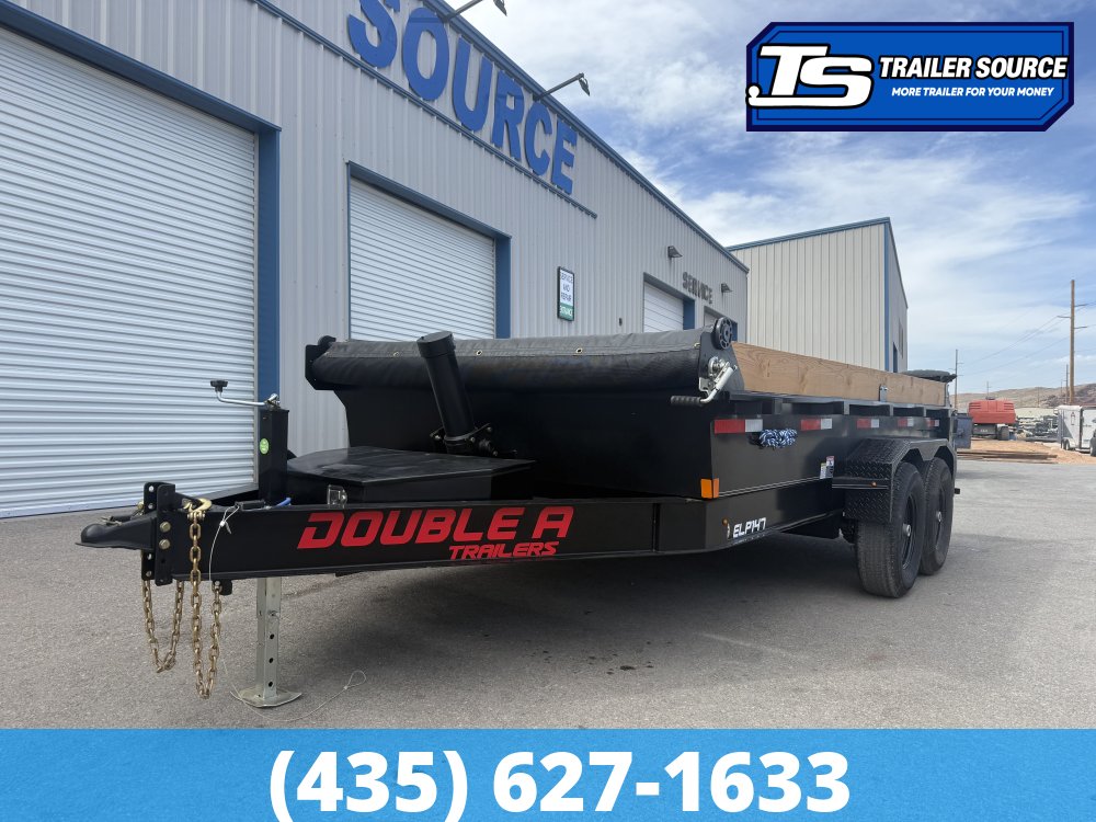 Double A Excel Series ELP 7x14 ft Dump Trailer 20" Sides 15.4K GVWR I-Beam Frame, Telescopic, Wireles Remote