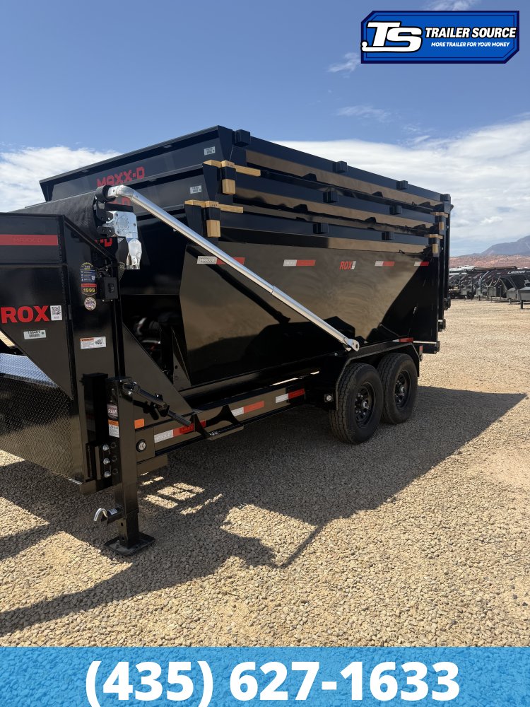 Maxx-D ROX Gooseneck 7x14 ft Roll Off Trailer  14K GVWR Electric Tarp