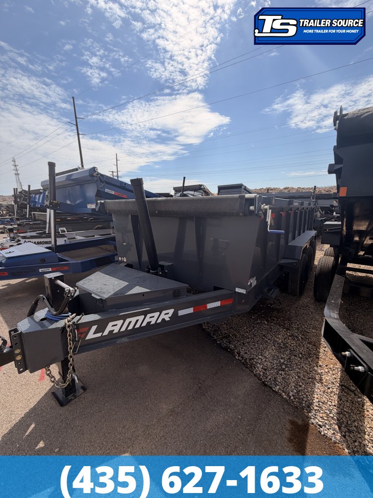 7x16 Lamar DT Dump Trailer - 36" Sides - 21K GVWR - 7 Gauge Floor, Stabilizer Jacks, Telescopic