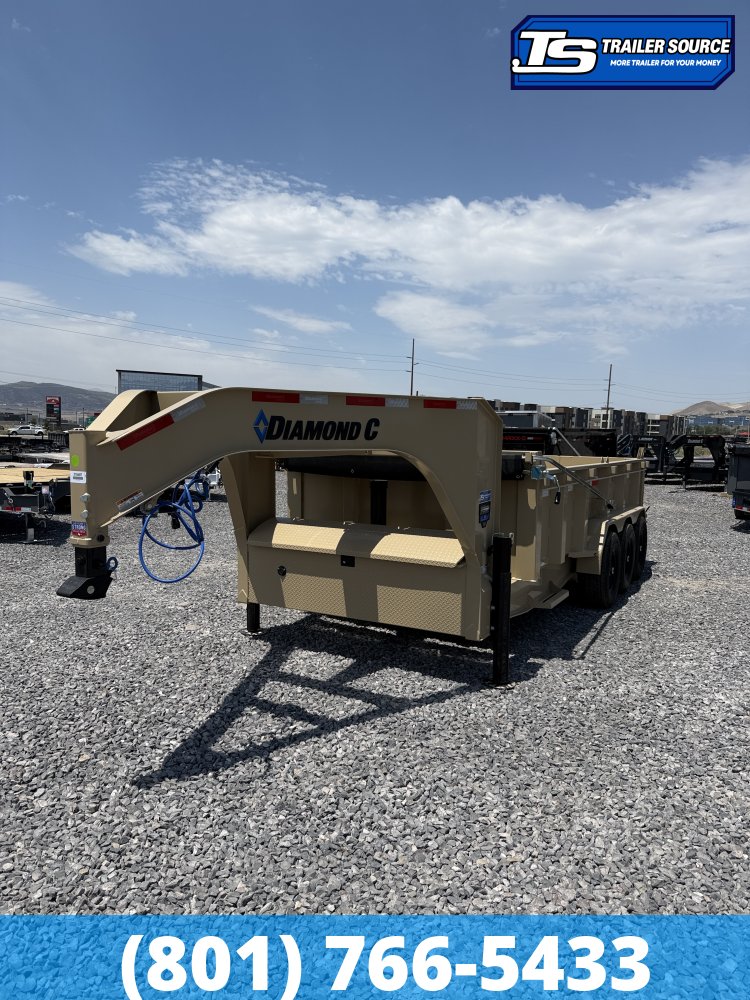 7x16 Diamond C LPT-GN 307 Gooseneck Dump Trailer - 32" Sides - 24K GVWR - 14 Ply Tires, ABS Brakes, Board Brackets, Hydraulic Jack(s)