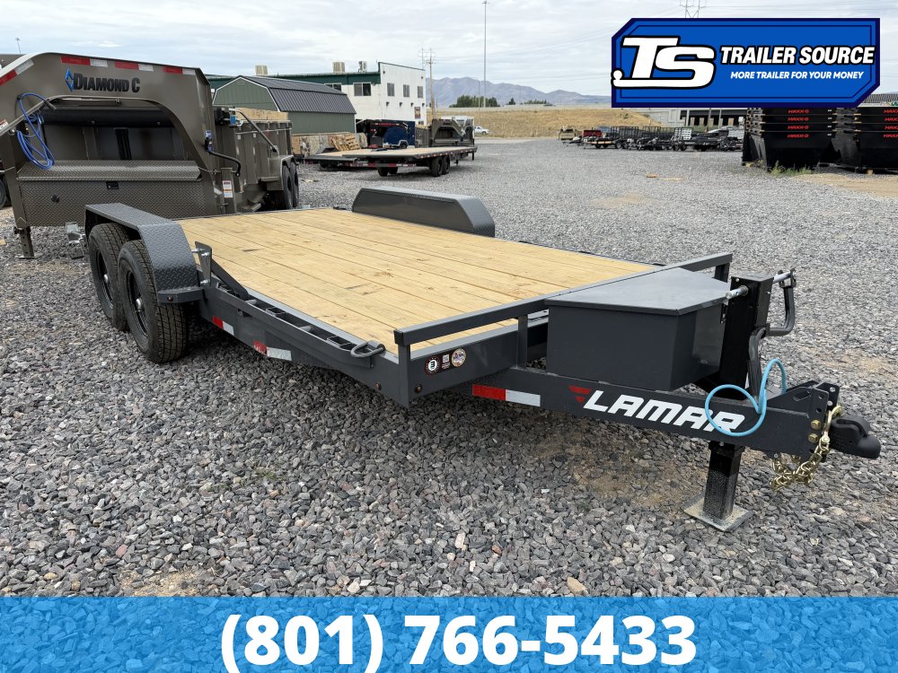 7x16 Lamar H6 Equipment Trailer - 14K GVWR - D-Rings, Tongue Box, Winch Plate