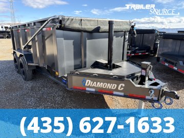 7x14 Diamond C LPT 208 Dump Trailer - 44" Sides - 18K GVWR - 18 Ply Tire Upgrade, Long Arm Tarp