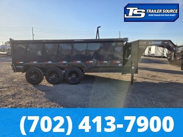 7x16 Lamar DT Gooseneck Dump Trailer - 48" Sides - 21K GVWR - Stabilizer Jacks, Telescopic