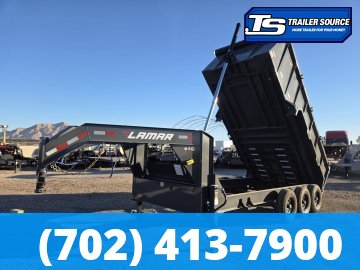 7x16 Lamar DT Gooseneck Dump Trailer - 48" Sides - 21K GVWR - Stabilizer Jacks, Telescopic