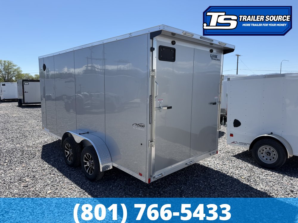 7x16 Look Vision Aluminum Enclosed Car Hauler Trailer - 7'6" Interior - 7K GVWR - Alloy Wheels, Ramp Door, Rear Load Lights