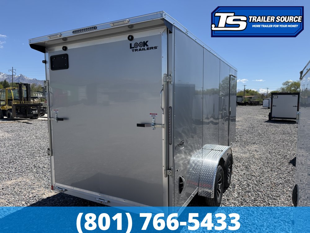 7x16 Look Vision Aluminum Enclosed Car Hauler Trailer - 7'6" Interior - 7K GVWR - Alloy Wheels, Ramp Door, Rear Load Lights