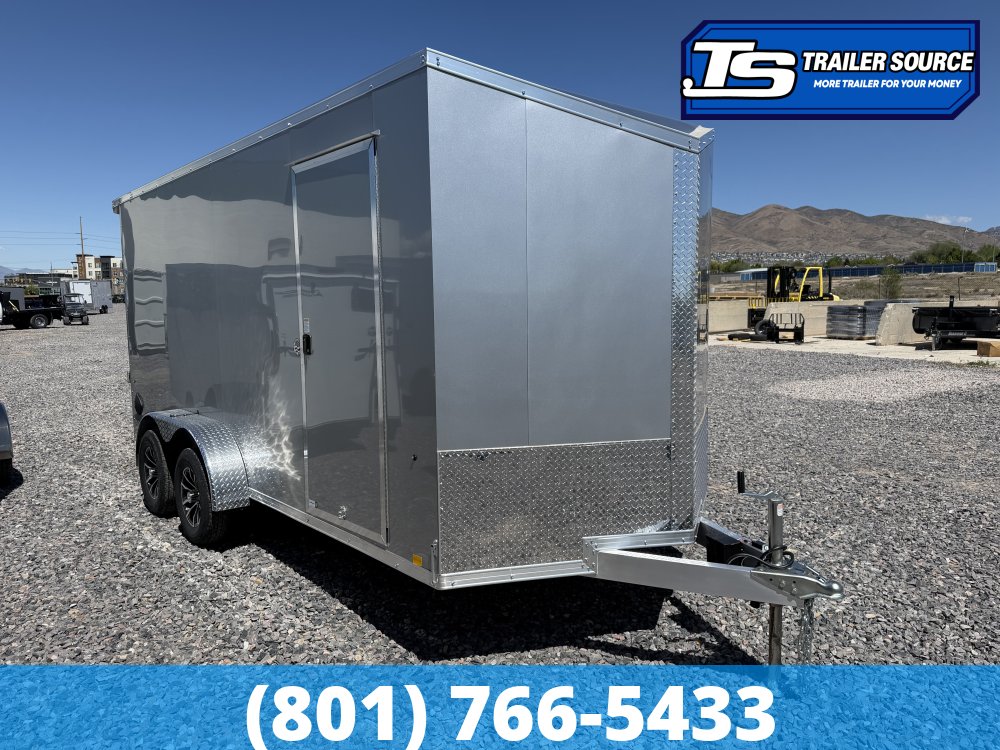 7x16 Look Vision Aluminum Enclosed Car Hauler Trailer - 7'6" Interior - 7K GVWR - Alloy Wheels, Ramp Door, Rear Load Lights