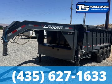 7x16 Lamar DT Gooseneck Dump Trailer - 48" Sides - 21K GVWR - Stabilizer Jacks, Telescopic