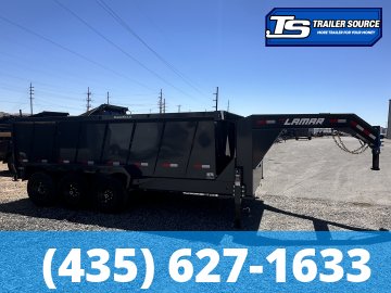 7x16 Lamar DT Gooseneck Dump Trailer - 48" Sides - 21K GVWR - Stabilizer Jacks, Telescopic