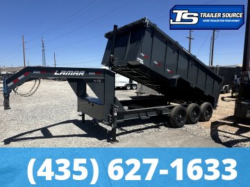 7x16 Lamar DT Gooseneck Dump Trailer - 48" Sides - 21K GVWR - Stabilizer Jacks, Telescopic