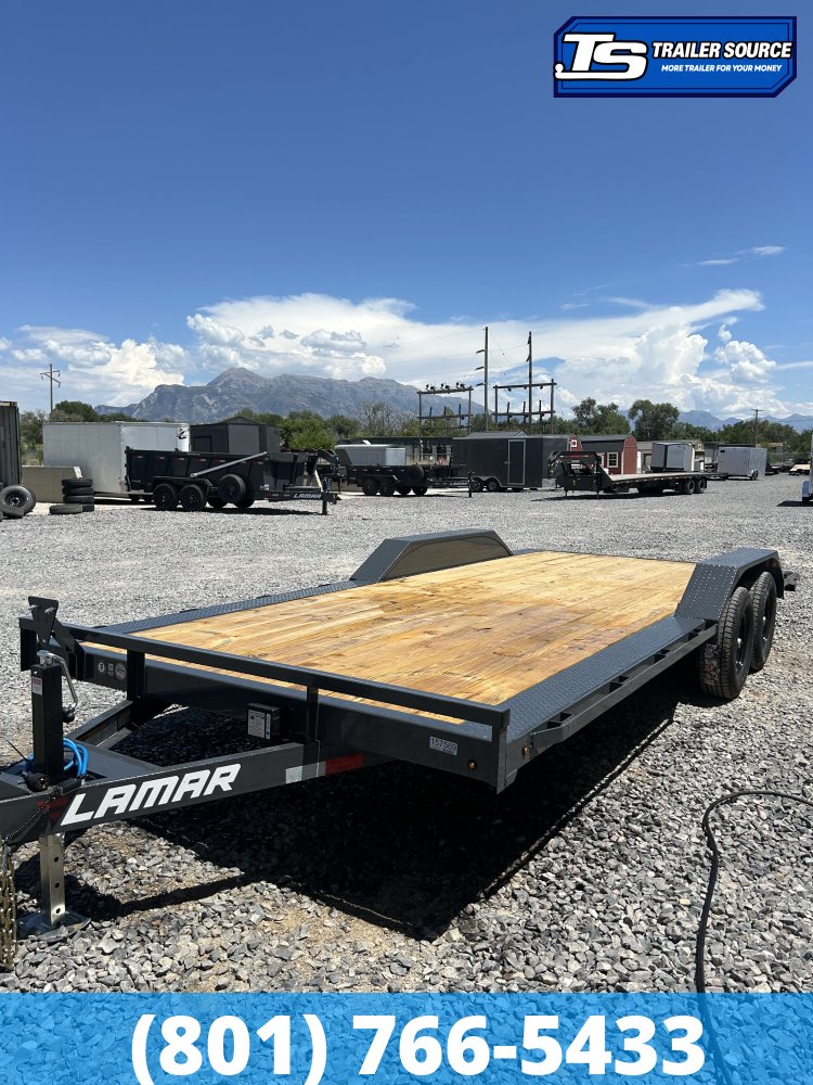 8.5x20 Lamar CC Wide Body w/ Drive Over Fenders Flatbed Car Hauler Trailer - 10K GVWR -