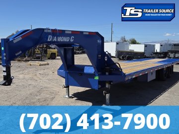 8.5x32 Diamond C FMAX-HDT 212 Gooseneck Hydraulic Dovetail Equipment Trailer - 25.9K GVWR - Dovetail, Dual Jacks, Winch Plate