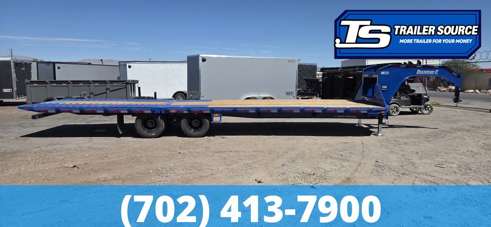 8.5x32 Diamond C FMAX-HDT 212 Gooseneck Hydraulic Dovetail Equipment Trailer - 25.9K GVWR - Dovetail, Dual Jacks, Winch Plate