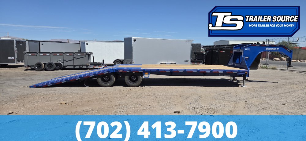 8.5x32 Diamond C FMAX-HDT 212 Gooseneck Hydraulic Dovetail Equipment Trailer - 25.9K GVWR - Dovetail, Dual Jacks, Winch Plate