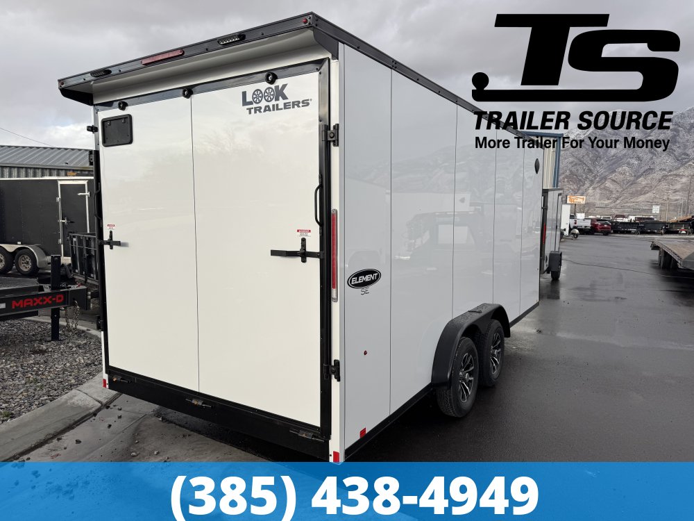 7.5x18 Look Element SE Enclosed Cargo Trailer - 7'0" Interior - 7K GVWR - .080 PolyCor, Alloy Wheels, Black Out Package, Rear Load Lights