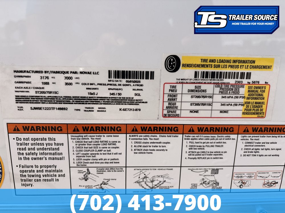 6x12 Look Element SE Enclosed Cargo Trailer - 7'0" Interior - 7K GVWR - .080 PolyCor, Torsion Axles