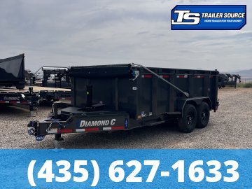 7x14 Diamond C LPT 207 Dump Trailer - 44" Sides - 15.5K GVWR - 14 Ply Tires, Long Arm Tarp