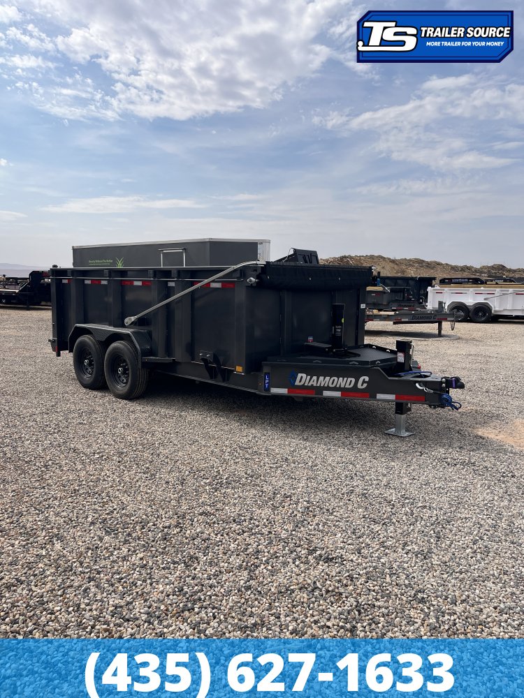 7x14 Diamond C LPT 207 Dump Trailer - 44" Sides - 15.5K GVWR - 14 Ply Tires, Long Arm Tarp