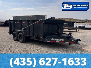 7x14 Diamond C LPT 207 Dump Trailer - 44" Sides - 15.5K GVWR - 14 Ply Tires, Long Arm Tarp
