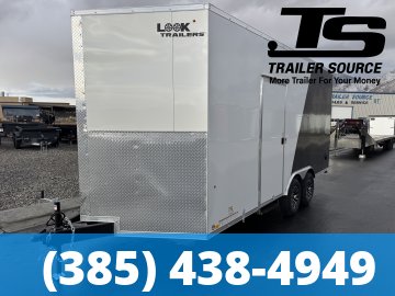 Look Element SE 8.5x18 ft Enclosed Car Hauler Trailer 7'6" 10K GVWR Alloy Wheels, Drive Over Wheel Boxes, Rear Spoiler w/ Load Lights, Spare Mount, Straight Axles