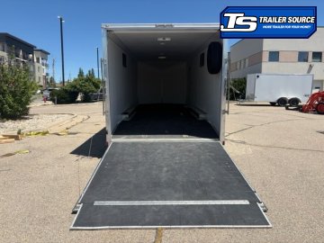 8.5x24 Cargo Mate Redline All Aluminum Enclosed Car Hauler Trailer - 10K GVWR - Aluminum Outer Wheels, Nudo Floor, Roof Vent, Spare Tire, Vinyl Ceiling, Vinyl Walls, Windows