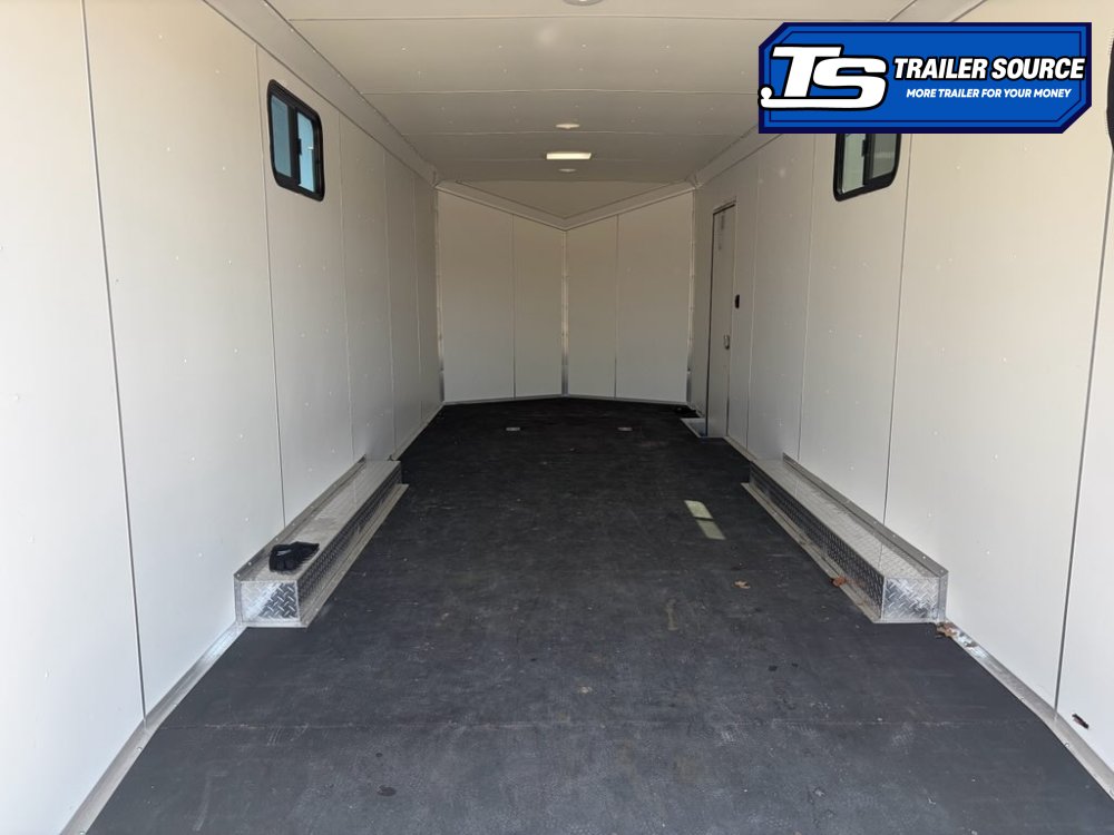 8.5x24 Cargo Mate Redline All Aluminum Enclosed Car Hauler Trailer - 10K GVWR - Aluminum Outer Wheels, Nudo Floor, Roof Vent, Spare Tire, Vinyl Ceiling, Vinyl Walls, Windows
