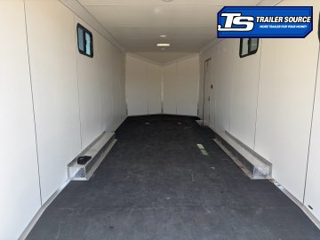 8.5x24 Cargo Mate Redline All Aluminum Enclosed Car Hauler Trailer - 10K GVWR - Aluminum Outer Wheels, Nudo Floor, Roof Vent, Spare Tire, Vinyl Ceiling, Vinyl Walls, Windows