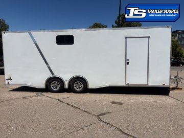 8.5x24 Cargo Mate Redline All Aluminum Enclosed Car Hauler Trailer - 10K GVWR - Aluminum Outer Wheels, Nudo Floor, Roof Vent, Spare Tire, Vinyl Ceiling, Vinyl Walls, Windows