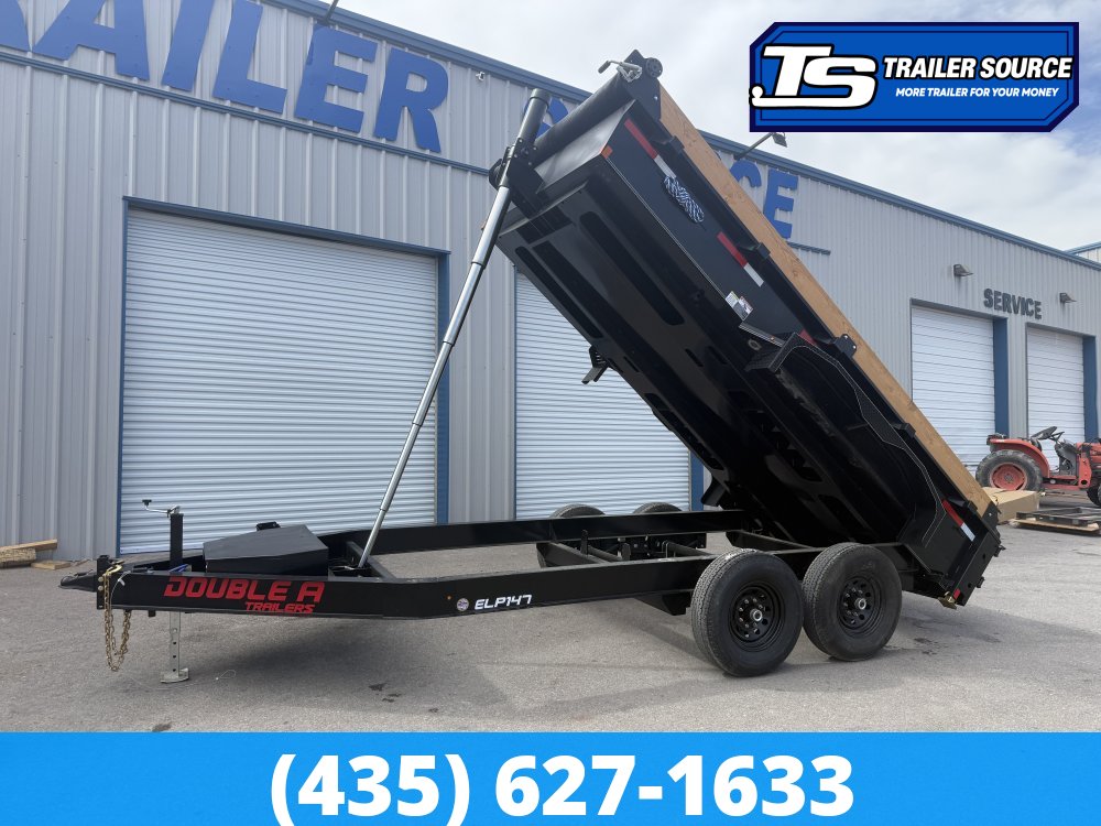 Double A Excel Series ELP 7x14 ft Dump Trailer 20" Sides 15.4K GVWR I-Beam Frame, Telescopic, Wireles Remote