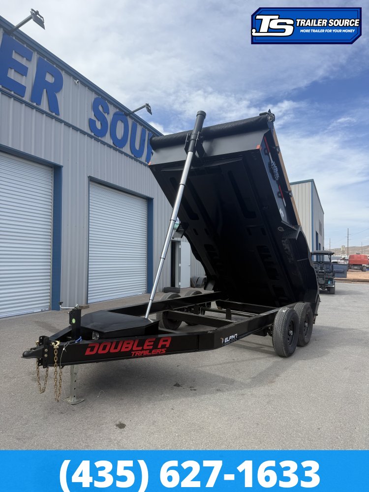Double A Excel Series ELP 7x14 ft Dump Trailer 20" Sides 15.4K GVWR I-Beam Frame, Telescopic, Wireles Remote