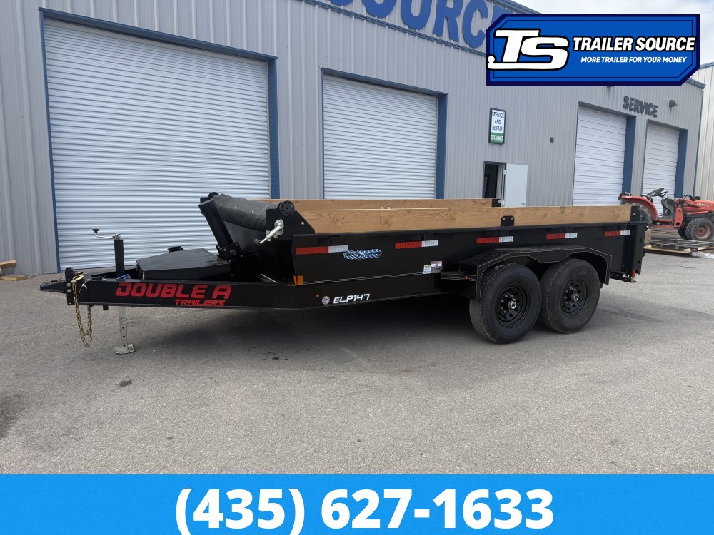 Double A Excel Series ELP 7x14 ft Dump Trailer 20" Sides 15.4K GVWR I-Beam Frame, Telescopic, Wireles Remote