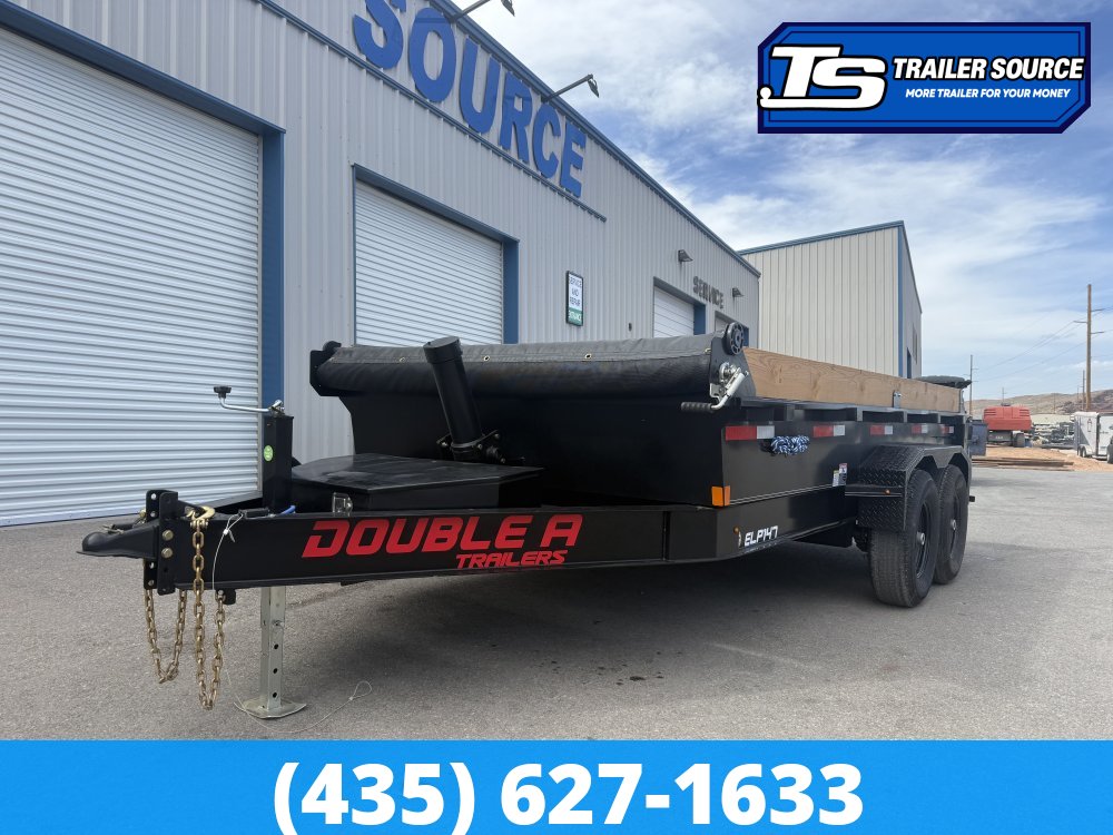 Double A Excel Series ELP 7x14 ft Dump Trailer 20" Sides 15.4K GVWR I-Beam Frame, Telescopic, Wireles Remote