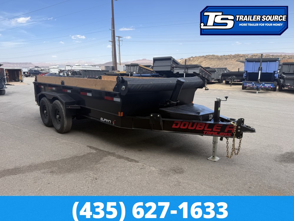 Double A Excel Series ELP 7x14 ft Dump Trailer 20" Sides 15.4K GVWR I-Beam Frame, Telescopic, Wireles Remote