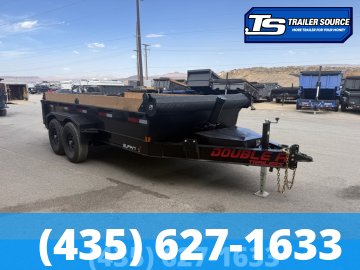 Double A Excel Series ELP 7x14 ft Dump Trailer 20" Sides 15.4K GVWR I-Beam Frame, Telescopic, Wireles Remote