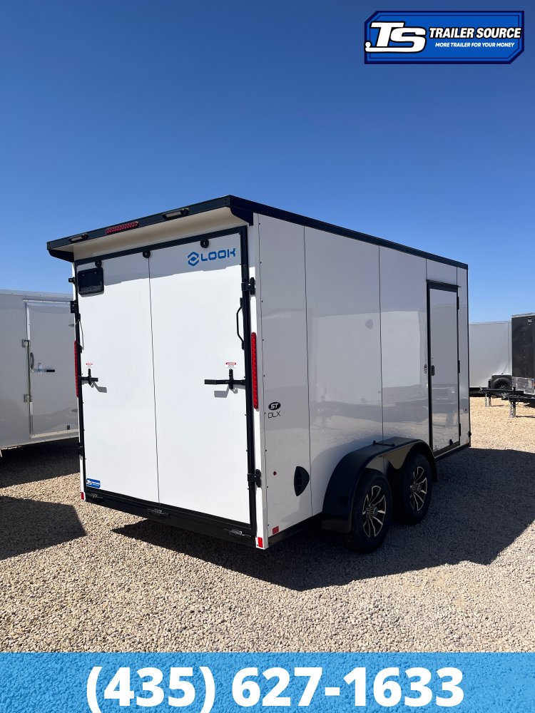 7x14 Look ST DLX Enclosed Cargo Trailer - 7'0" Interior - 7K GVWR - .080 PolyCor, Alloy Wheels, Black Out Package, Rear Spoiler w/ Load Lights