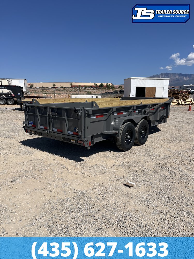 7x16 Diamond C LPT 207 Dump Trailer - 24" Sides - 15.5K GVWR - 14 Ply Tires, Board Brackets, Long Arm Tarp