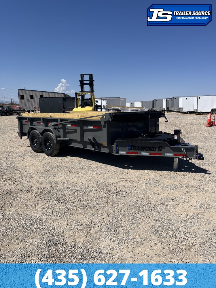 7x16 Diamond C LPT 207 Dump Trailer - 24" Sides - 15.5K GVWR - 14 Ply Tires, Board Brackets, Long Arm Tarp