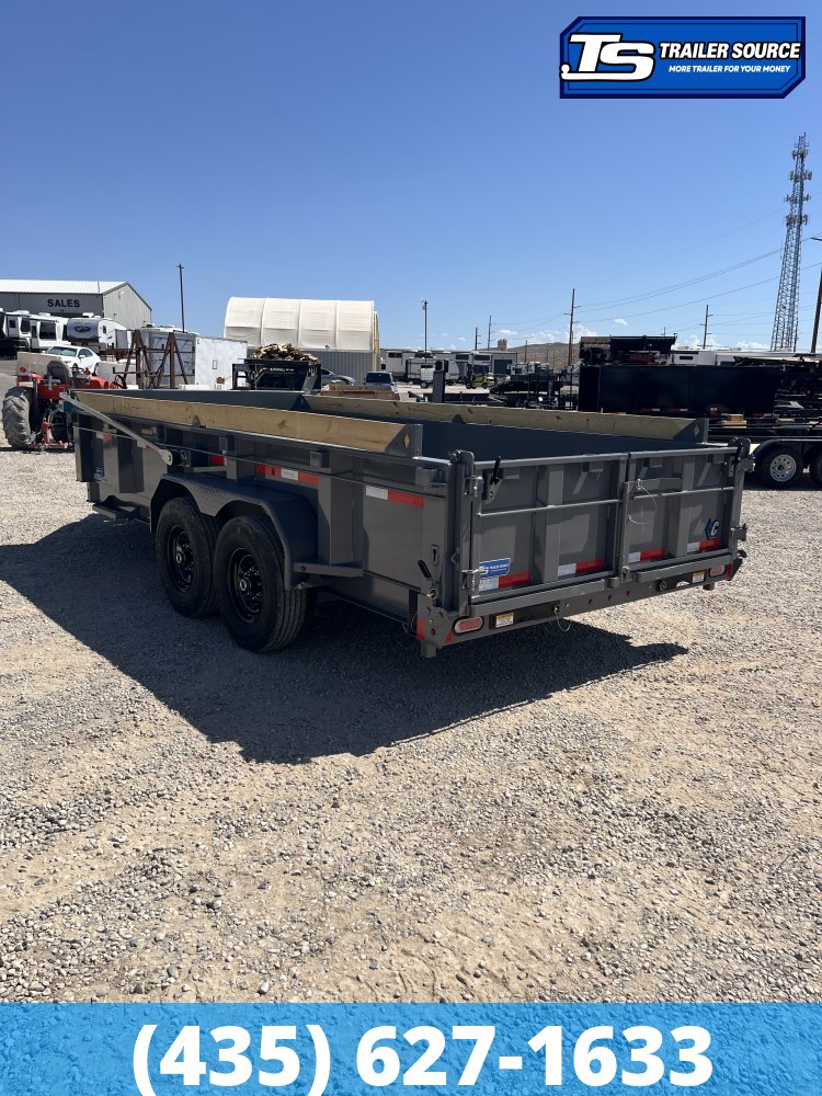 7x16 Diamond C LPT 207 Dump Trailer - 24" Sides - 15.5K GVWR - 14 Ply Tires, Board Brackets, Long Arm Tarp