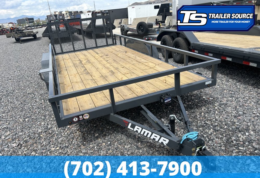 7x14 Lamar UC Tandem Axle Utility Trailer - 7K GVWR - Dovetail, Ramp Gate, Tube Top Rail
