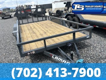7x14 Lamar UC Tandem Axle Utility Trailer - 7K GVWR - Dovetail, Ramp Gate, Tube Top Rail
