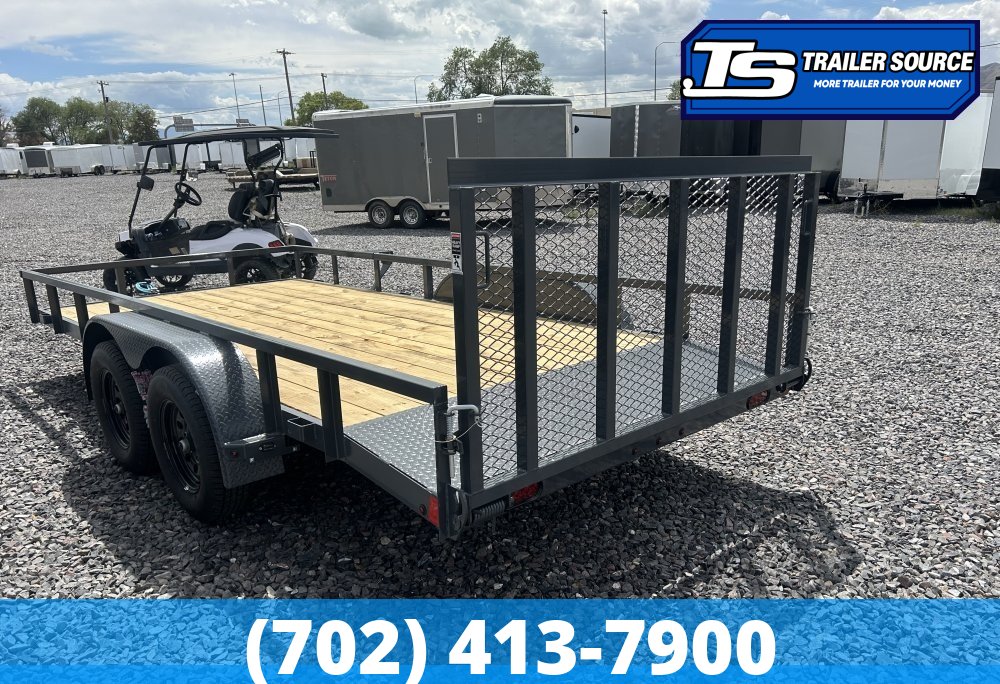 7x14 Lamar UC Tandem Axle Utility Trailer - 7K GVWR - Dovetail, Ramp Gate, Tube Top Rail
