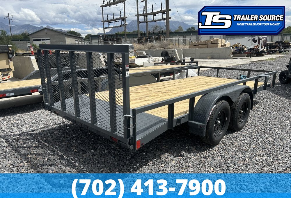 7x14 Lamar UC Tandem Axle Utility Trailer - 7K GVWR - Dovetail, Ramp Gate, Tube Top Rail