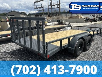 7x14 Lamar UC Tandem Axle Utility Trailer - 7K GVWR - Dovetail, Ramp Gate, Tube Top Rail