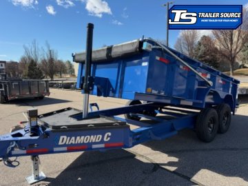 7x14 Diamond C LPT 207 Dump Trailer - 32" Sides - 15.5K GVWR - 14 Ply Tires, Long Arm Tarp