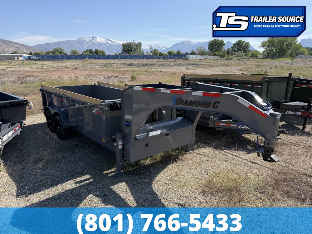 7x16 Diamond C LPT-GN 207 Gooseneck Dump Trailer - 32" Sides - 15.5K GVWR - 14 Ply Tires, Board Brackets