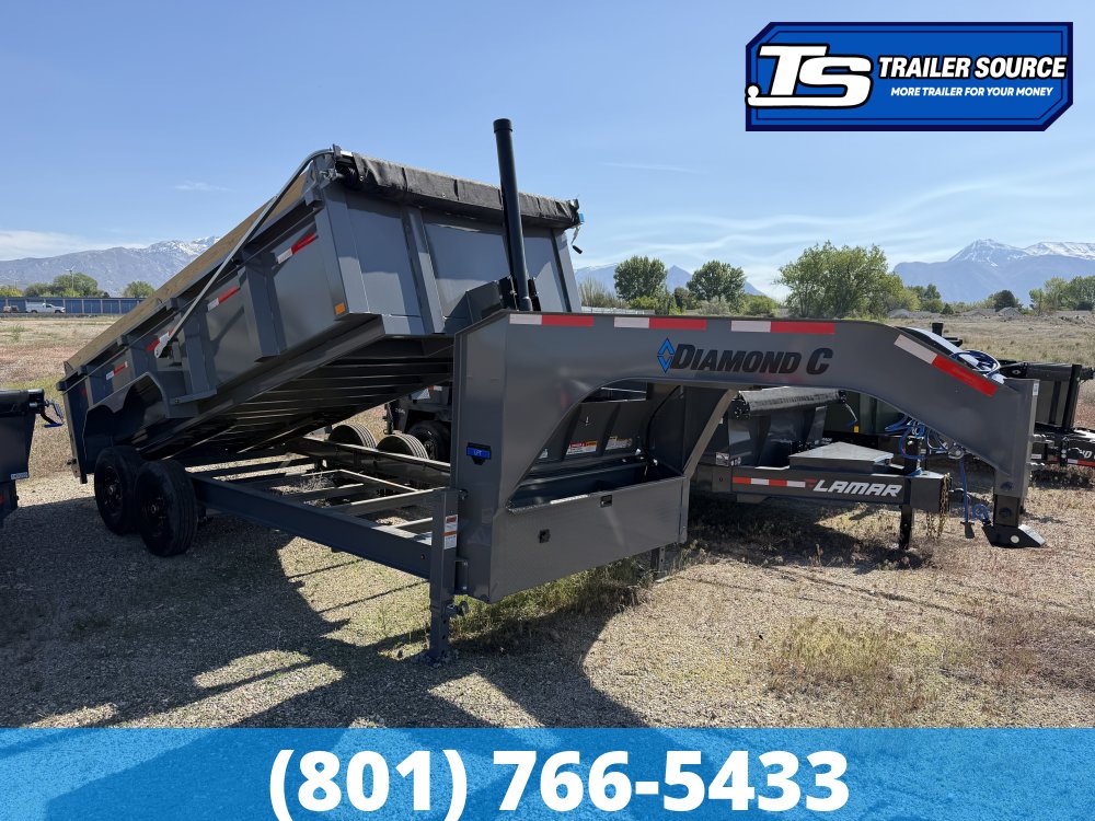 7x16 Diamond C LPT-GN 207 Gooseneck Dump Trailer - 32" Sides - 15.5K GVWR - 14 Ply Tires, Board Brackets