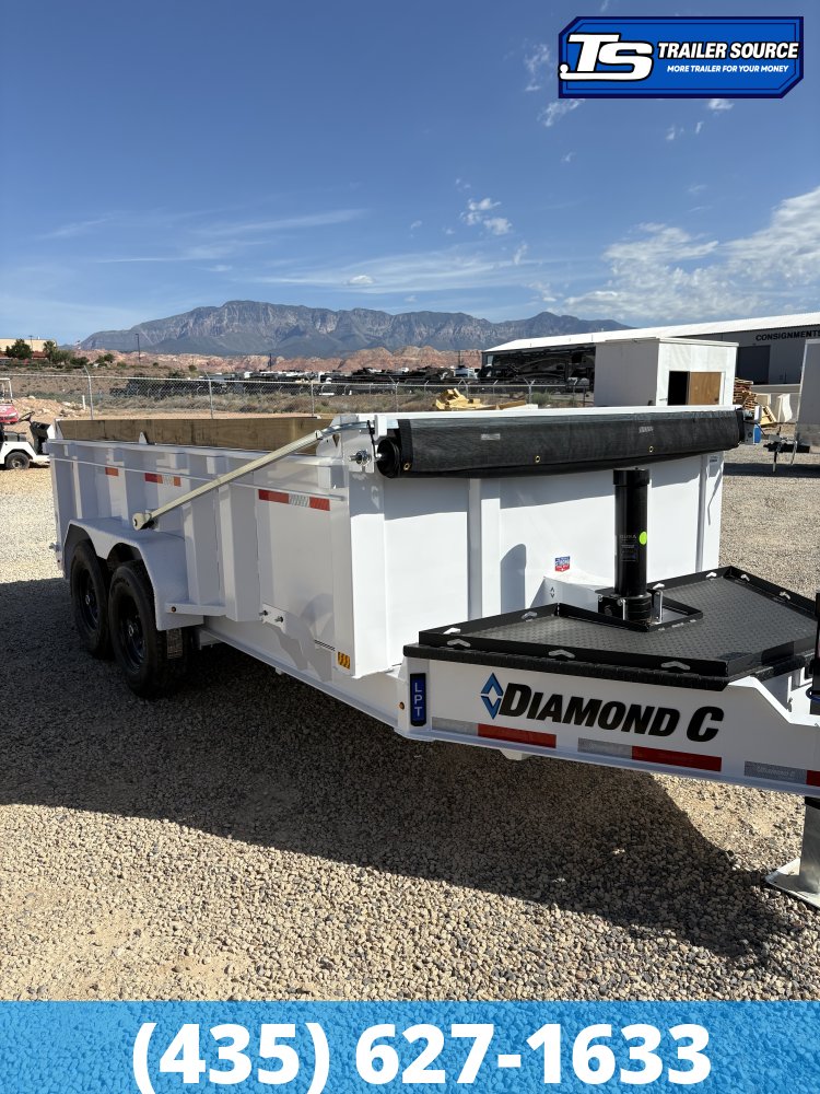 7x14 Diamond C LPT 207 Dump Trailer - 32" Sides - 15.5K GVWR - 14 Ply Tires, Board Brackets, Long Arm Tarp