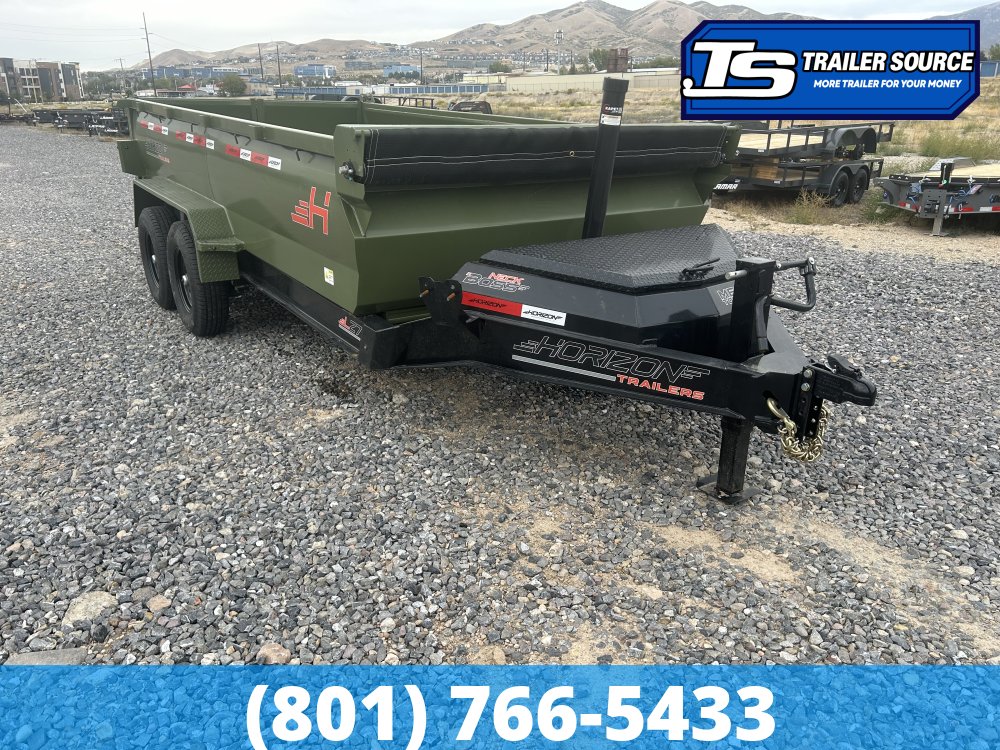 7x14 Horizon LZ7 Dump Trailer - 14K GVWR - .080 PolyCor, 2 Tone Color, Telescopic